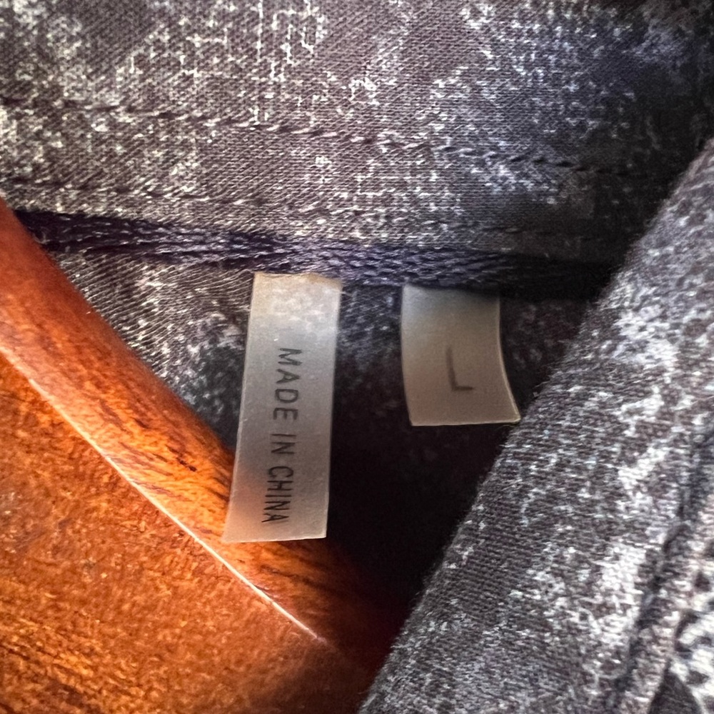 Bugatchi Shaped Fit Shirt Houndstooth Long Sleeve Button Down Large Black Gray - Picture 2 of 16